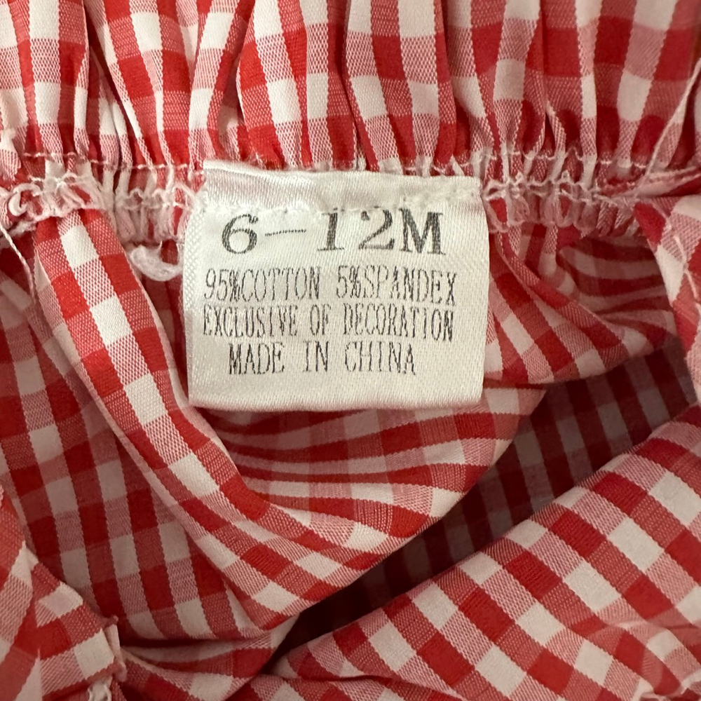 Baby Girl Red White Blue Gingham Jumpsuit Romper 6-12 Months 4th of July Summer - Picture 4 of 8